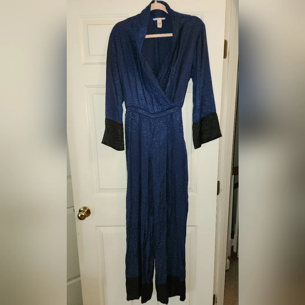 Victoria's Secret Blue Satin Lounge Jumpsuit. - Picture 3 of 7